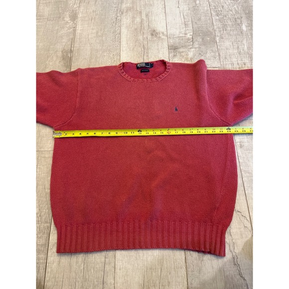 Polo Ralph Lauren Cotton Knit Sweater Crew Neck‎ Red Pony Logo Mens Size L - Picture 6 of 6